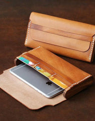 Cool Wooden Brown Leather Mens Long Wallet Brown Long Wallet for Men