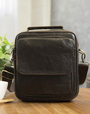 Cool Leather Mens Small Side Bag Messenger Bag Shoulder Bags for Men