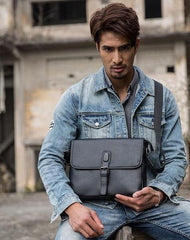 Cool Leather Mens Small Messenger Bag Side Bag Shoulder Bags for Men