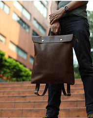 Cool Black Mens Leather Backpack Travel Backpacks School Backpacks for men