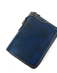 [On Sale] Handmade Cool Mens Leather Biker Chain Wallet Small Biker Wallets with Zippers