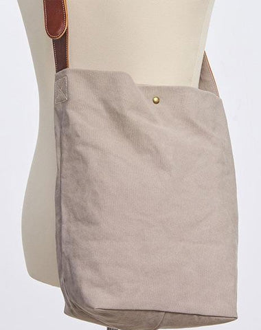 Mens Canvas Gray Cool Bucket Courier bag Messenger Bag Canvas Side Bag for Men
