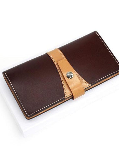 Cool Handmade Mens Leather Bifold Long Wallet Envelope Long Bifold Wallet for Men