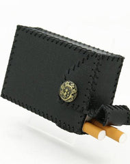 Cool Handmade Leather Mens Black Cigarette Holder Case for Men