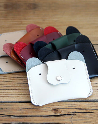 Cute LEATHER Womens Small Dog Change Wallet Leather Card Wallet FOR Women