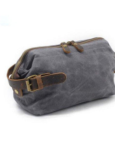 Cool Canvas Leather Mens Zipper Wristlet Bag Vintage Clutch Zipper Bag for Men