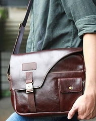 Cool Leather Mens Large Messenger Bags Shoulder Bag for men