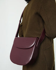 Minimalist Leather Womens Stylish Saddle Crossbody Bag Purse Shoulder Bag for Women