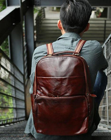 Vintage Leather Mens Backpack Travel Backpack School Backpacks for men