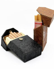 Handmade Cool Leather Mens Engraved Cigarette Holder Case Cigarette Holder for Men