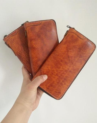 [On Sale] Handmade Mens Long Biker Wallet with Chain Cool Zipper Leather Biker Chain Wallet