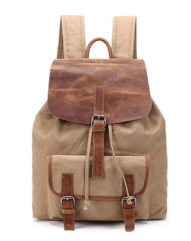 Waxed Canvas Leather Mens Backpack Canvas Travel Backpacks Canvas School Backpack for Men
