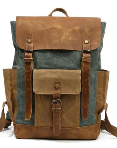 Waxed Canvas Mens Travel Backpack Canvas Backpacks Canvas School Backpack for Men