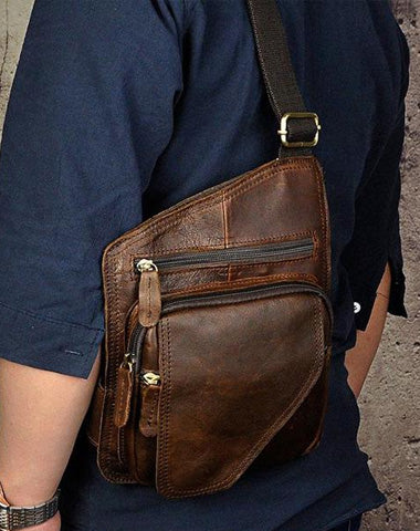 Leather Mens Chest Bag Sling Bag Sling Shoulder Bag Sling Backpacksfor men