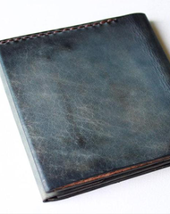 Handmade Vintage Leather Mens Small Bifold Wallet Cool billfold Wallet for Men