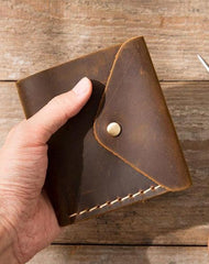 Cool Handmade Leather Mens Small Wallets Bifold Vintage billfold Wallet for Men