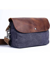 Mens Waxed Canvas Leather Small Side Bag Canvas Messenger Courier Bags for Men