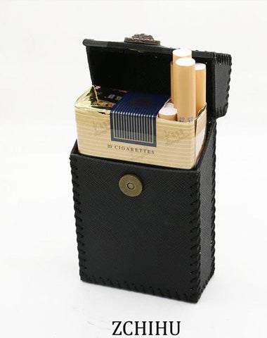 Handmade Cool Leather Womens Black Cigarette Holder Case Cigarette Holder for Women