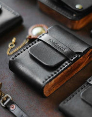 Cool Wooden Leather Mens Wallet Small Card Holder Coin Wallet for Men