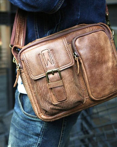 Cool Leather Mens Small Messengers Bag Shoulder Bags for Men