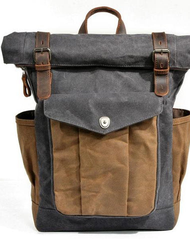 Waxed Canvas Mens Backpack Canvas Travel Backpacks Canvas School Backpack for Men