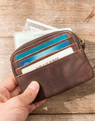 Leather Mens Coin Holders Slim Front Pocket Wallet Change Wallet for Men