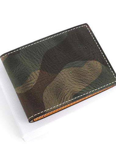 Cool Leather Mens Camouflage License Wallet Front Pocket Wallet Slim Card Wallet for Men