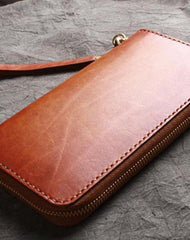Handmade Leather Wristlet Wallet Mens Long Wallet Cool Long Clutch Wallet for Men