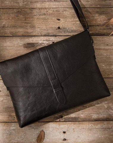 Small Leather Black Mens Cool Messenger Bags Shoulder Bags  for Men