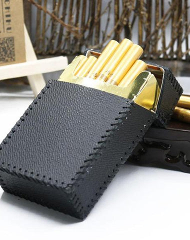 Cool Handmade Leather Cigarette Holder Mens Black Cigarette Holder Case for Men