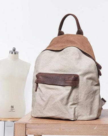 Cool Gray Canvas Travel Bag Mens Backpack Canvas Canvas School Bag for Men