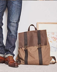 Canvas Mens Cool Backpack Canvas Travel Bag Canvas School Bag for Men