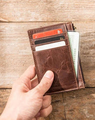 Cool Leather Mens Slim Front Pocket Wallet Small Wallets for Men