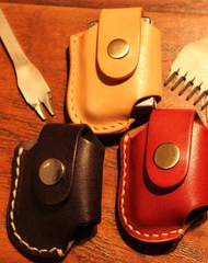 Mens Leather Zippo Lighter Pouch with Loop Cool Small Zippo lighter cases with Clip