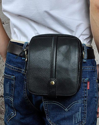 Mens Leather Small Belt Pouch Side Bags Waist Pouches COURIER BAG Holster Belt Case for Men