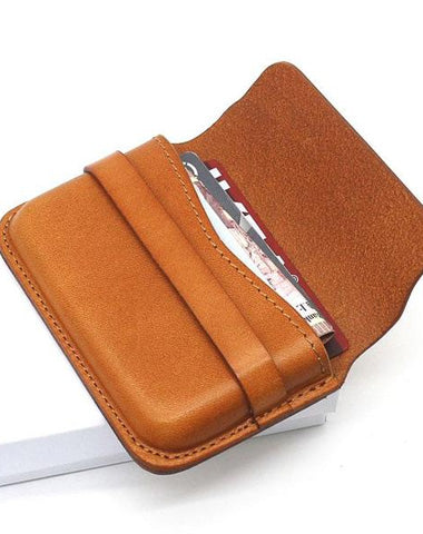 Brown Leather Mens Card Wallet Front Pocket Wallets Cool Small Change Wallet for Men