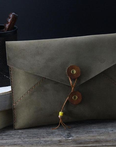 Handmade Vintage Mens Leather Clutch Wallet Cool Wristlet Wallet for Men