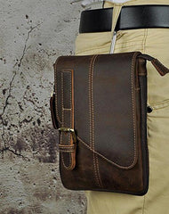 Mens Leather Small Side Bag COURIER BAGs Waist Pouch Holster Belt Case Belt Pouch for Men