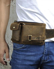 Vintage Leather Mens Fanny Pack Waist Pack Hip Pack Belt Bag for Men
