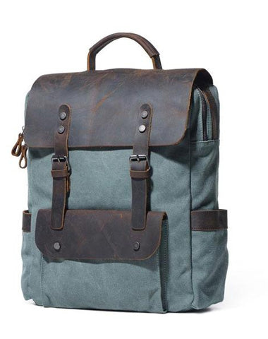 Cool Gray Canvas Travel Backpack Mens Canvas Backpack Canvas School Bag for Men