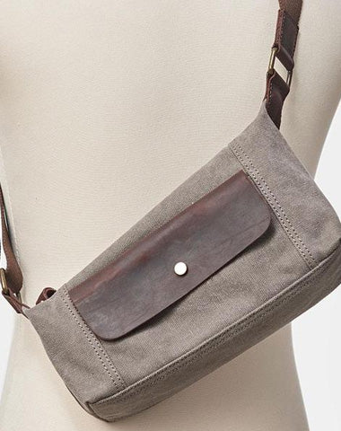 Cool Canvas Leather Mens Sling Bag Chest Bag One Shoulder Pack for men