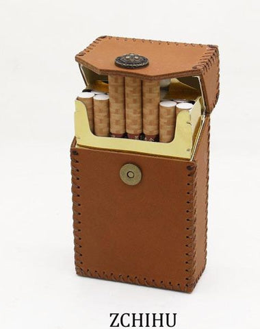 Handmade Leather Cigarette Holder Mens Brown Cool Cigarette Holder Case for Men