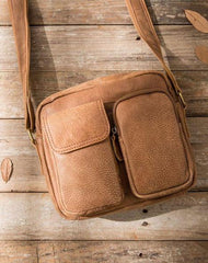 Cool Leather Mens Messenger Bags Small Shoulder Bags  for Men