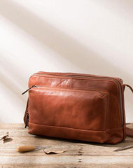 Black Brown Cool Leather Mens Shoulder Bags Messenger Bags for Men