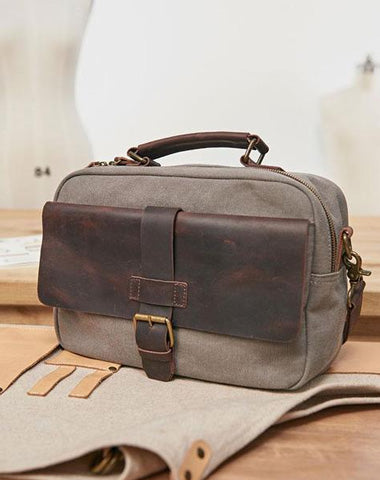 Mens Canvas Gray Cool Messenger Bag Side Bag Canvas Handbag for Men
