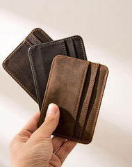 Mens Leather Slim Cards Holder Front Pocket Wallets Card Wallet for Men