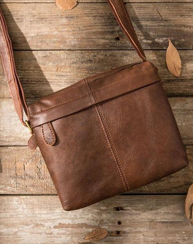 Cool Small Leather Black Mens Messenger Bags Shoulder Bags  for Men