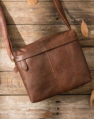 Cool Small Leather Black Mens Messenger Bags Shoulder Bags  for Men