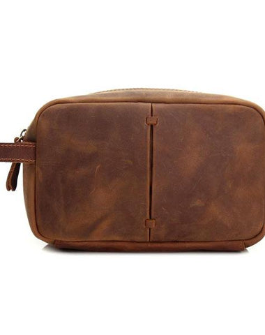 Cool Leather Mens Zipper Wristlet Bag Vintage Clutch Zipper Bags for Men