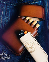 Brown Leather Mens Cigarette Holder Case Vintage Custom Cigarette Case for Men